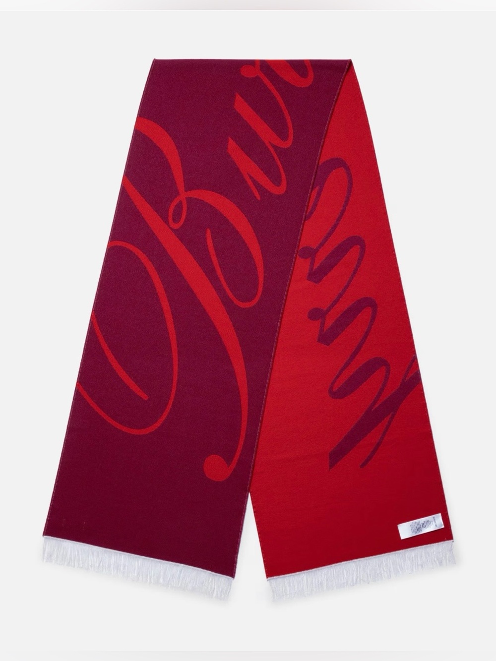 BURBERRY Reversible Red & Burgundy Graphic Scarf